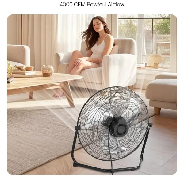 VEVOR Floor Fan, 3 Speeds High Velocity Heavy Duty 18 Inch Industrial Fan, 4000 CFM 360 Adjustable Tilt 19.69 ft/sec Airflow Large Metal Fan, for Home, Gym, Office, Garage, Commercial Shop & Bedroom