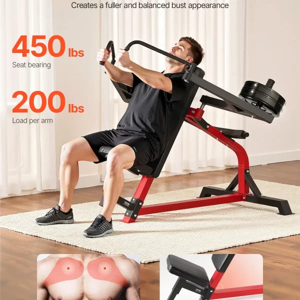 VEVOR Incline Chest Fly and Rear Delt Fly Machine, 450 LBS Chest Machine, Adjustable Fitness Chest Bench Set, Home Gym Equipment for Upper Body Strength Training Machine