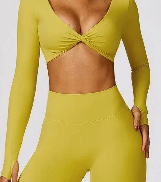 Quick-drying tight-fitting long-sleeved yoga bra